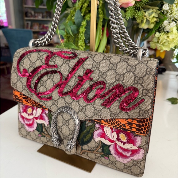 Gucci GG Supreme Medium Elton Dionysus Shoulder Elton Bag ~ EUC - Picture 2 of 16